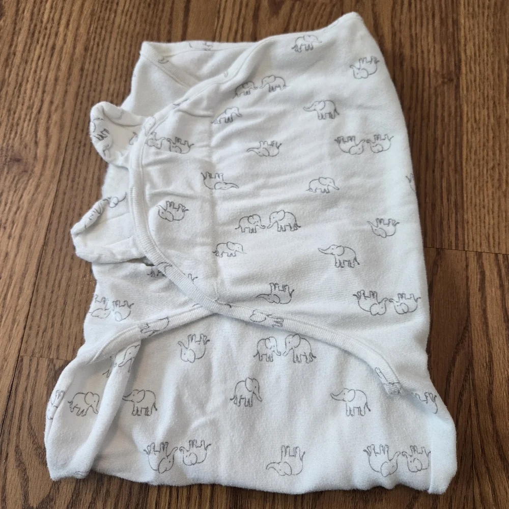 Carter's White Sleep Sack Elephant Print Swaddle Cotton Gender Neutral Baby 6-9M